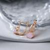New Emerald Round Cut Zircon Clip Earrings  Rose Gold  With Natural White Zircon Ear Loop Party Fashion Jewelry