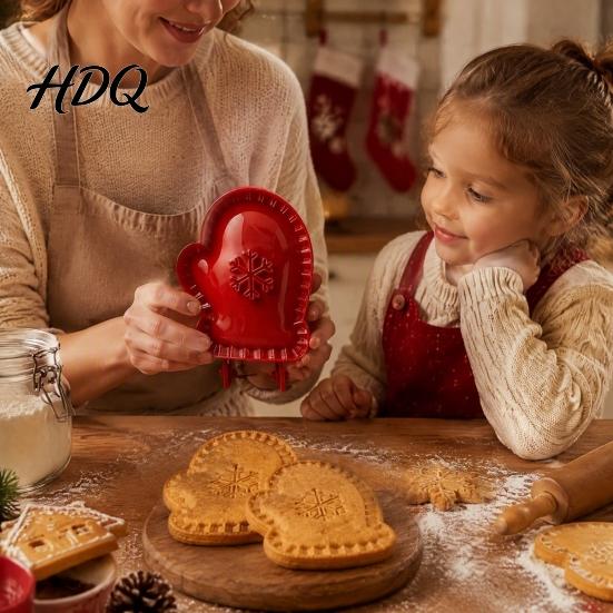 Christmas Theme Cutters Hand Press Pie Mold Plastic Pastry Dough Cookie Molds for Kids Neatly Cut DIY Holiday Treats Handmade