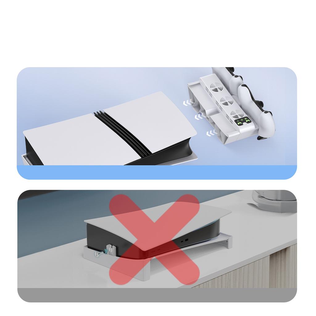 PS 5 Pro/PS 5 Slim Multi-Function Cooling Base Gaming Controller Docking Station Charging Accessories