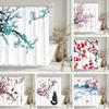 Aesthetic Floral Shower Curtain Watercolour Plum Artist Home Bathroom Decor Polyester Washable Shower Curtains Set With Hooks