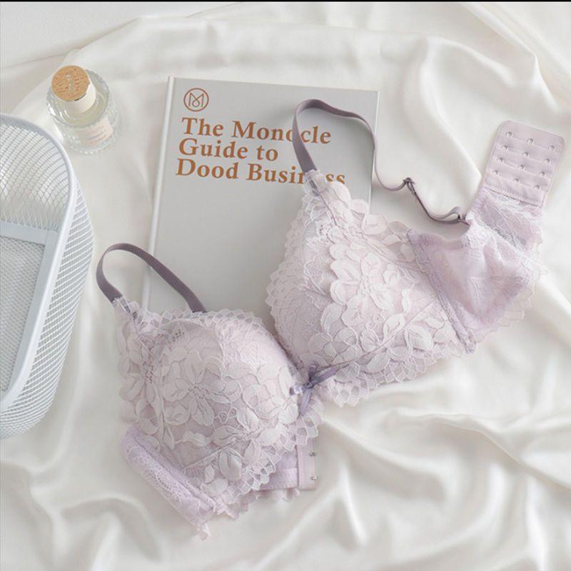 New sexy lace small chest not empty cup underwear women's suit without steel ring breast adjustment breathable bra cover