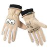 Herbst- und Winter Outdoor Kälteschutz und Wärme Fleece Schneespiel Anti-Rutsch Reiten Cartoon Großauge Winddichte Handschuhe