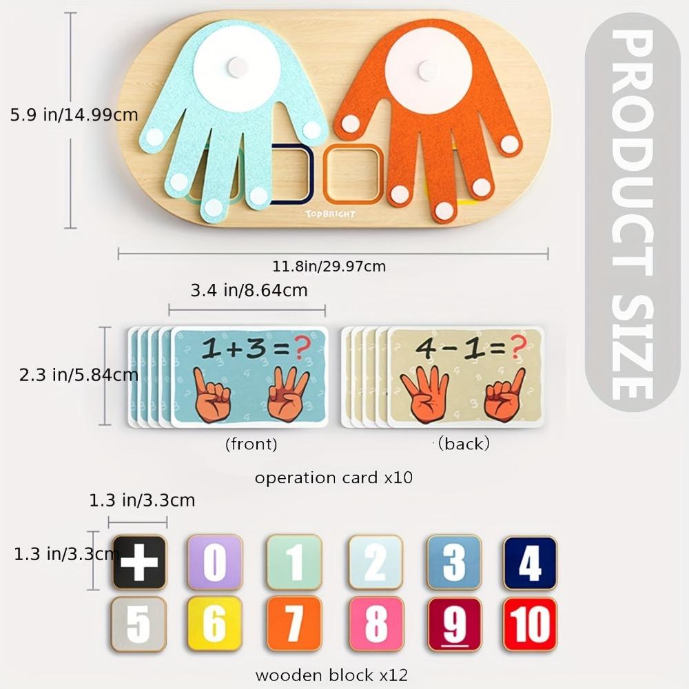 Finger Counting Math Toy, Wooden Math Board Learning Toy, Educational Math Operation Block, Number Counting Building Block
