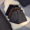 Women's High Waist Straight Leg Wool Blend Shorts Solid Color A Line Casual Summer Hot Pants