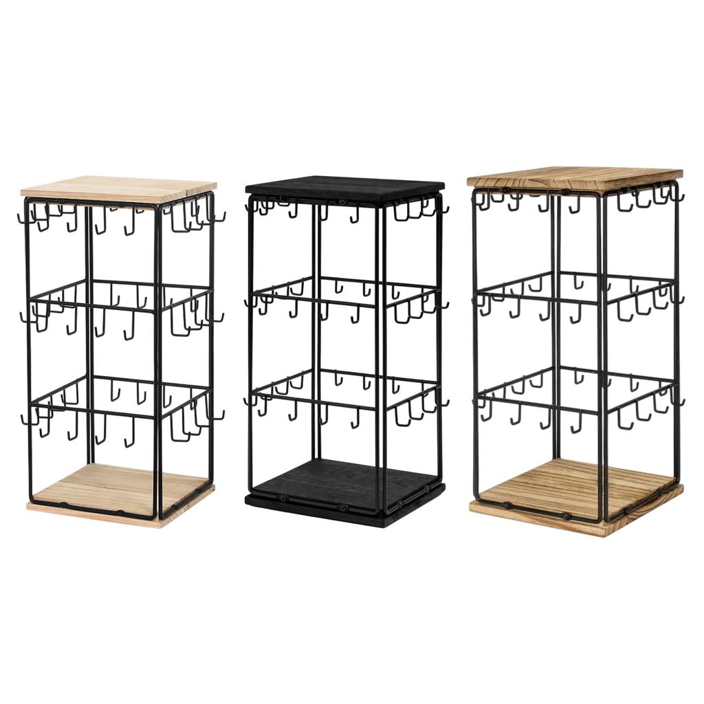 Eleganter Ohrring-Ausstellungsständer Stabiler Eisenrahmen Ohrring-Ausstellungsständer mit Holzsockel Organizer für einfachen Zugriff