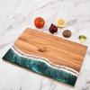 Personalized Cutting Board with Ocean Resin Custom Charcuterie Board Engraved, Decorative Wood Cutting Board Wedding Gift, Unique Resin Cutting Board