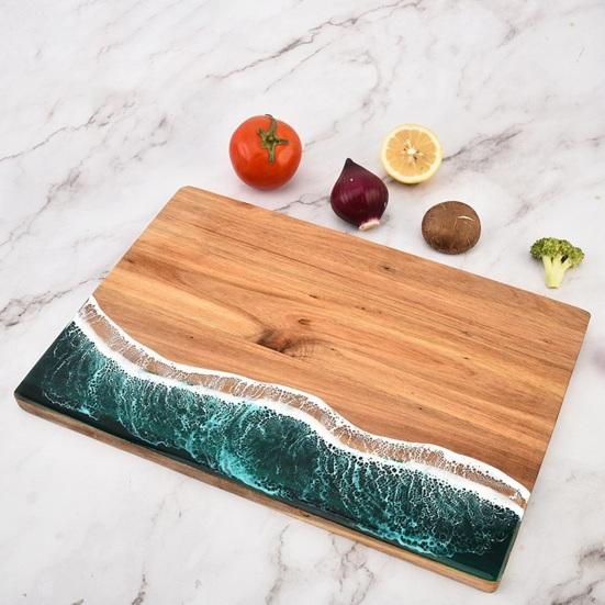 Personalized Cutting Board with Ocean Resin Custom Charcuterie Board Engraved, Decorative Wood Cutting Board Wedding Gift, Unique Resin Cutting Board