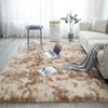 Silk and Wool Tie-Dye Plush Long-Pile Rug for Bedroom and Living Room