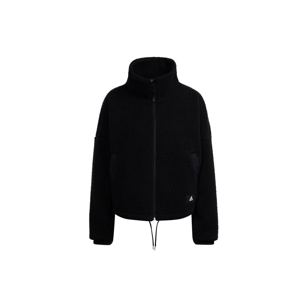 Adidas Dámská sportovní bunda s fleecovým límcem Track Top Svrchní oblečení Černá GU9671