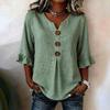 2026 Summer European & American Women's V-neck Cotton Linen Fashion Shirt