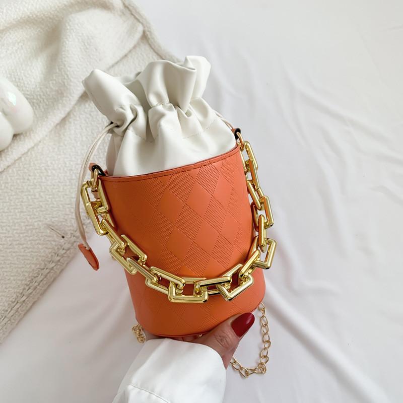 Chic Casual Womens Bucket Bag Stylish Chain Strap Shoulder Bag Versatile Color Options