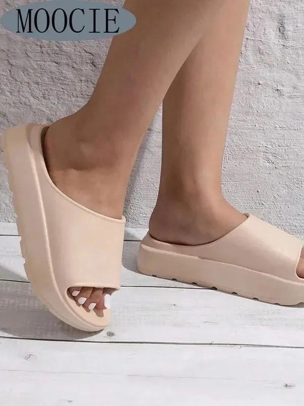 

Нескользящие сандалии на толстой подошве для женщин, универсальные для улицы, тапочки, увеличивающие рост 38 хаки