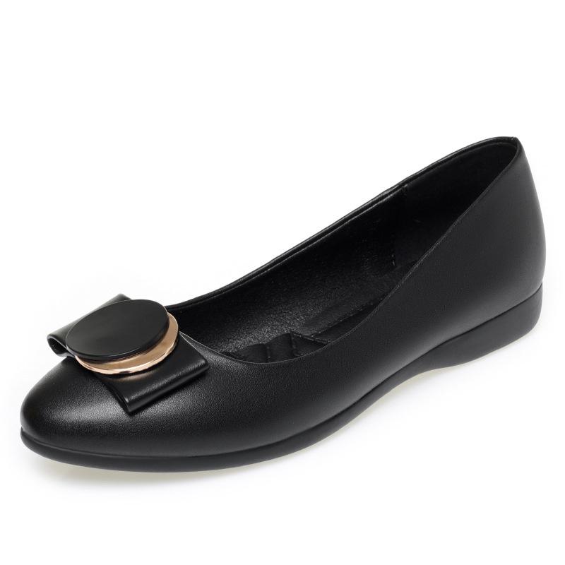 Fashion Middle-Aged And Elderly Mothers' Shoes Comfortable Spring And Summer New Single Shoes Flat Sole Mothers' Soft Sole Black Shoes