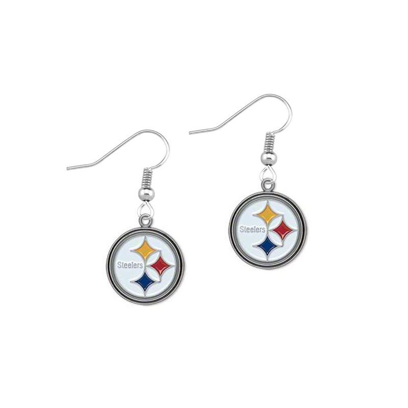 Steelers Heart Pendant Earrings With Crystals For Football Fans Women Jewelry