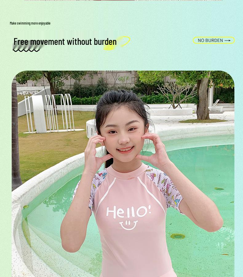 Conservative Girls' Sports Swimsuit - Stylish Split Design for Children