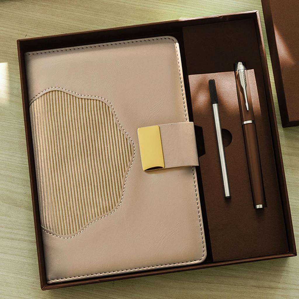 A5 Thick Leather Notebook, Buckle Business Notepad, Meeting Record Book, Travel Log, Student Diary, Excerpt Book, 100 sheets 200 pages