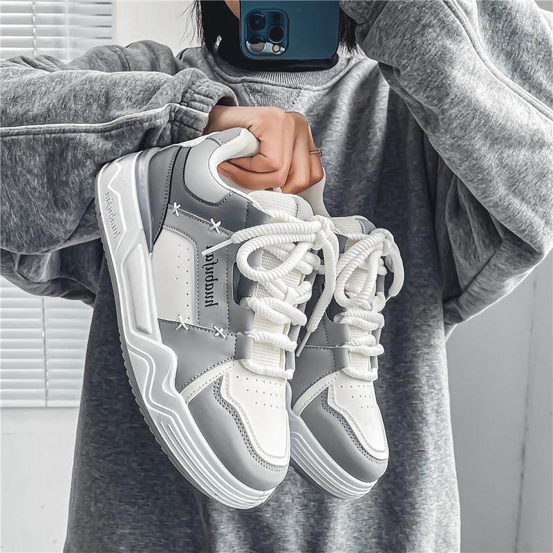 

Men s shoes 2024 new spring trend versatile height increase casual board shoes boys sports black and white panda bread shoes 44