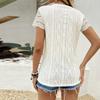 Ladies Summer Fashion Round Neck Hollow Short Sleeve Round Neck T-shirt Top