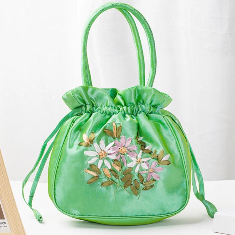 

WTEMPO Ретро сумки с вышивкой на шнурке, сумки для хранения мелких вещей, женские кошельки, кошельки, сумки с держателями для карт, повседневные сумки на запястье 19*6*31cm светло-зеленый