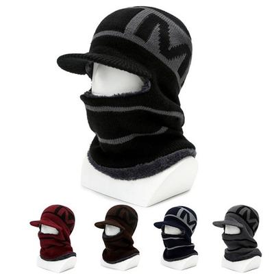 Fashion Letter Beanie Hat Fluff Lining Winter Warm Hat Windproof Knitted Hat Ski Cap Hat