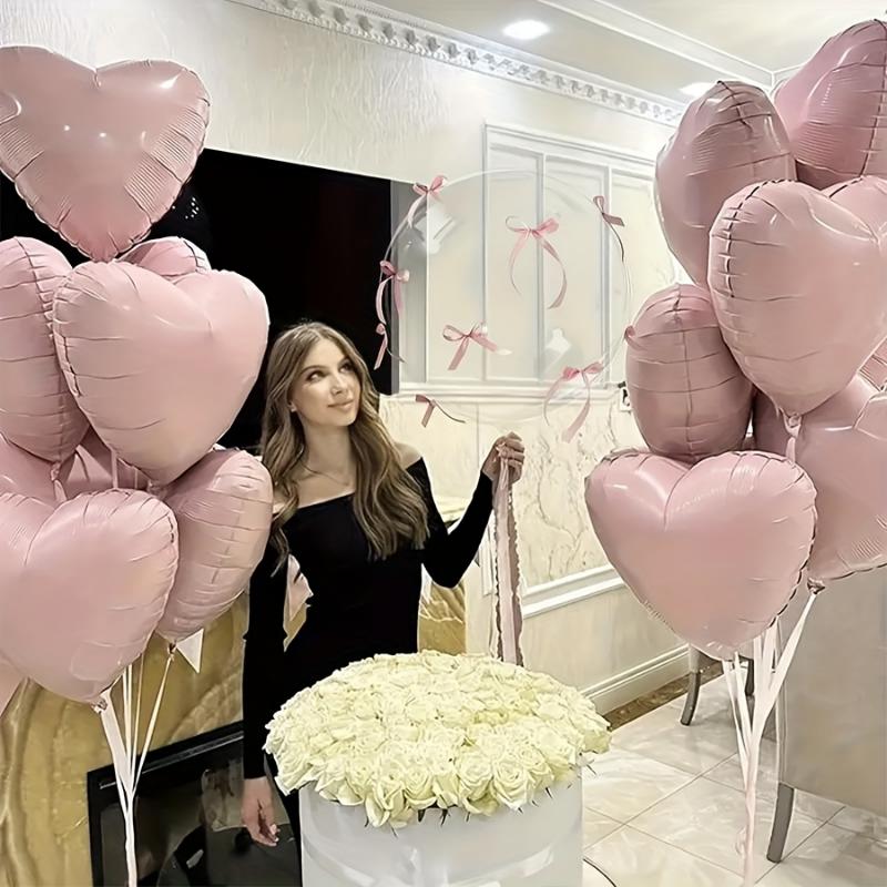 32 st Bobo-ballongset Babyrosa hjärtformade ballonger DIY mini-rosett för dusch, födelsedag, frieri, bröllop, ballongdekorationer