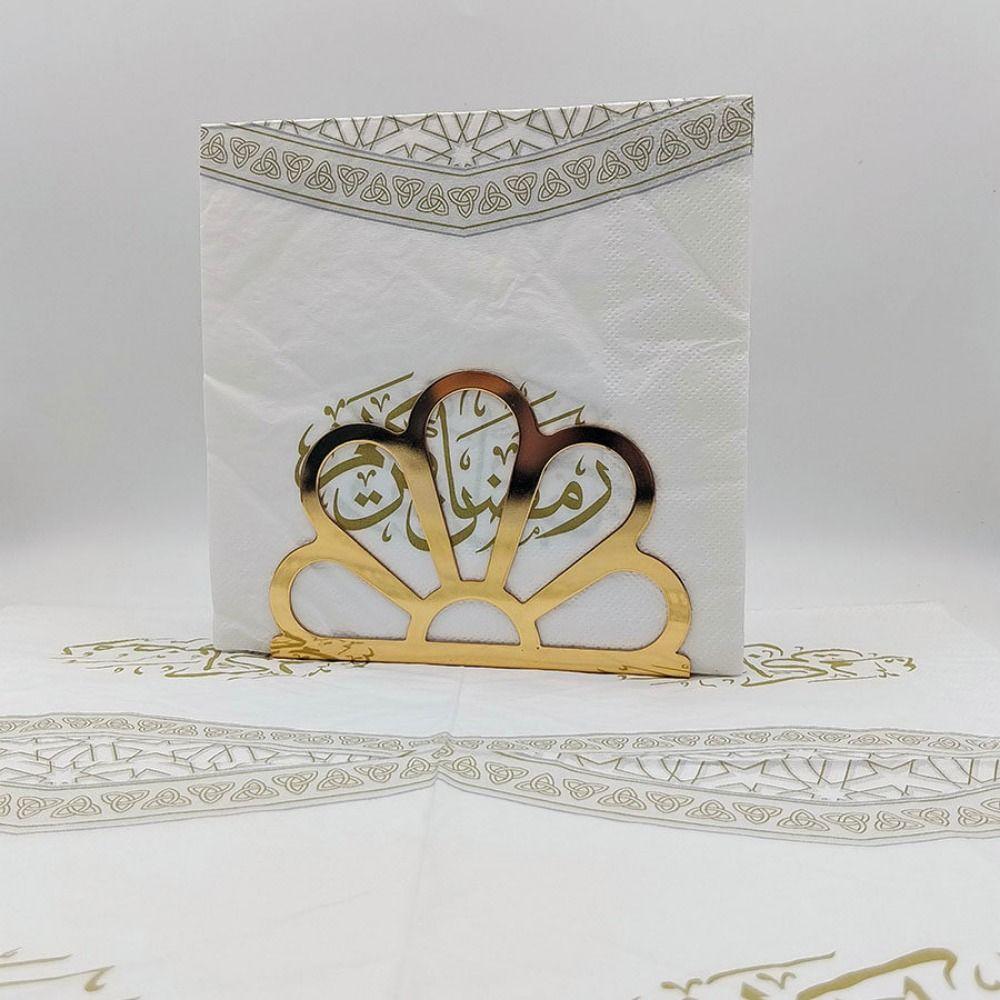 20Pcs Printed Eid Al-Fitr Napkins Disposable Double Layer Ramadan Napkins Wood Pulp Safe Mouth Wiping Tissue