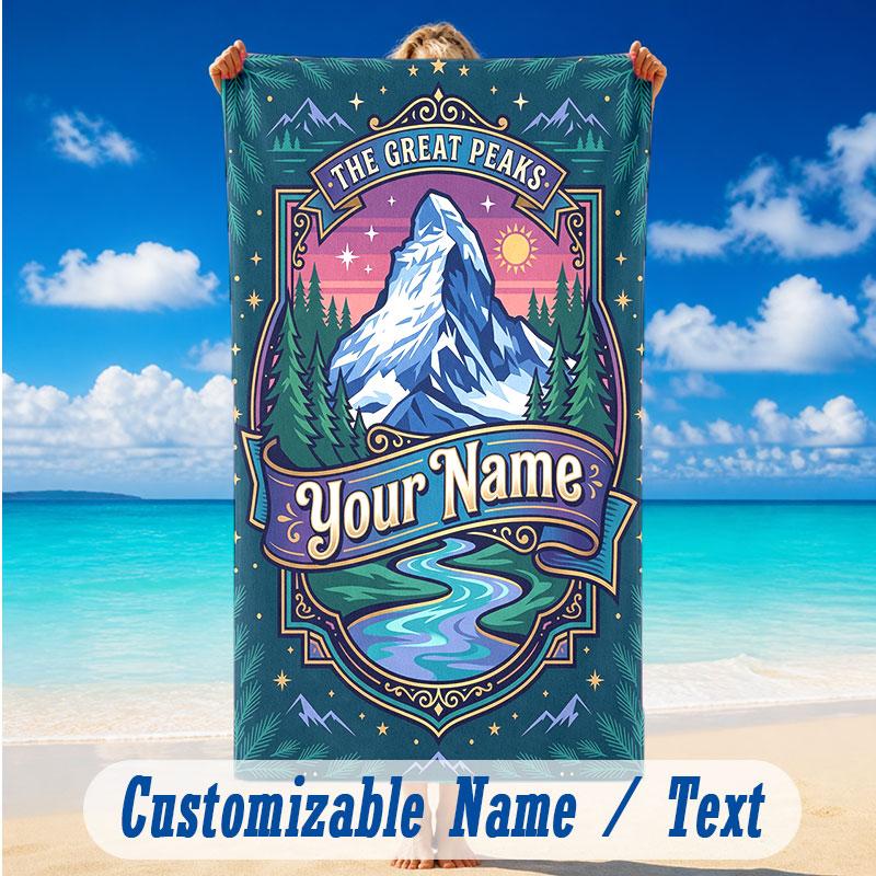 Adventure Journey Theme Beach Towel Personalized Custom Name & Text Soft Quick Dry Beach Towel for Swimming Travel
