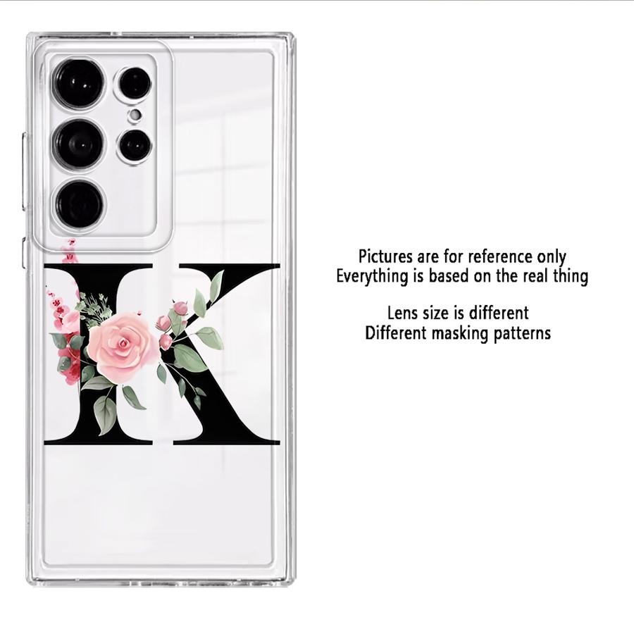 Case for Samsung Galaxy S26 S23 Ultra S24 S22 FE S25 Edge Note 20 Ultra 10 S20 Plus S21 Phone Cover Flower Letters