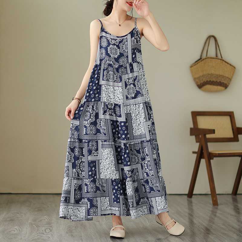 

Длинное платье-комбинезон с принтом для женщин one size fits all синий