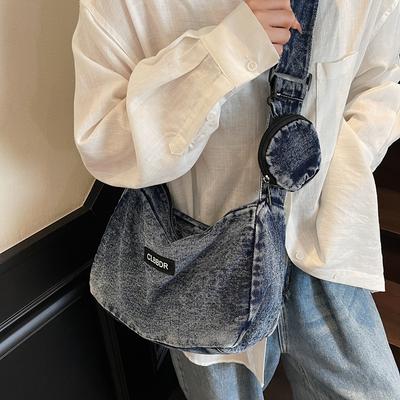 Однотонна сумка кросбоді, сумка під пахви, жіноча джинсова сумка, сумка на плече для поїздок на роботу