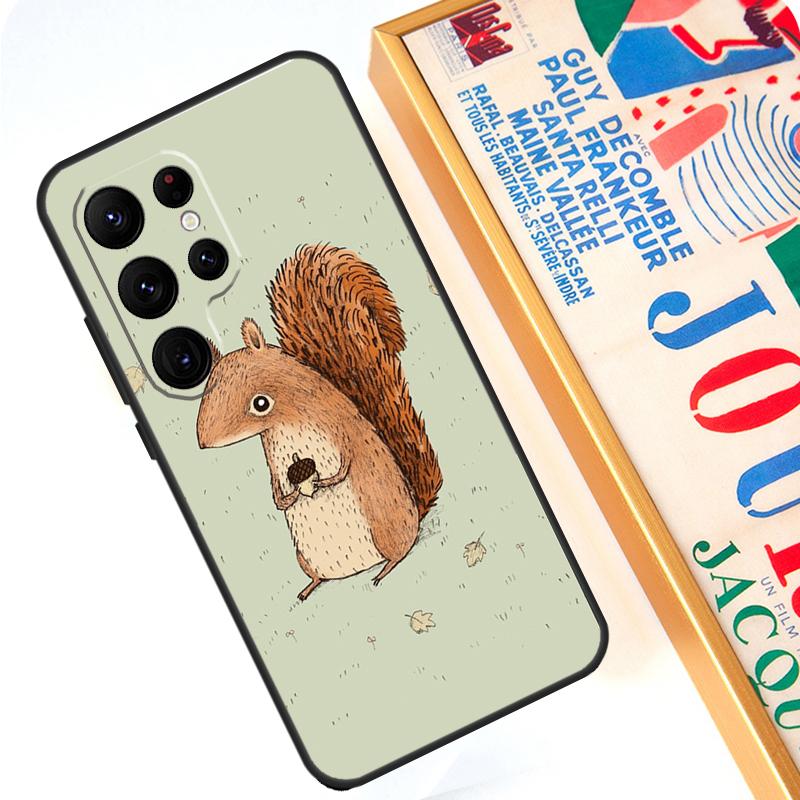 Cartoon Squirrel Case For Samsung Galaxy S23 Ultra S24 S22 S8 S9 S10 Plus Note 10 20 Ultra S20 S21 FE Cover