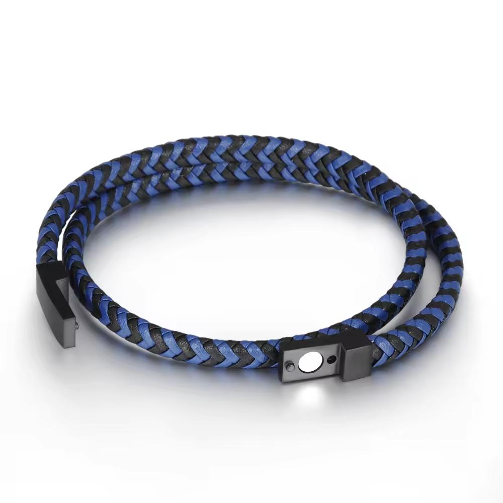 Hot Sale Punk Style Leather Cowhide Buckle Stainless Steel Magnetic Bangles Men Chain Anniversary Gift Friend