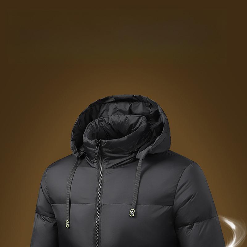 Light Thin Section of The Cotton Coat Men's Winter Fashion Clash of Colours Slim Simple Removable Cap Thickened Hooded Jacket Men