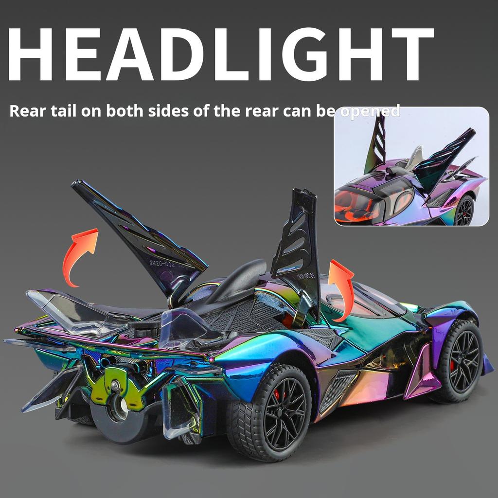 Alloy model car 1:24 Apollo EVO electroplated spray version model Diecast car Model with Sound &Light Boys Gift collectibles