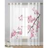 Japanese Pink Flower Cherry Blossom White Sheer Drapes for Living Room Bedroom Decor Window Curtain Curtain Panels