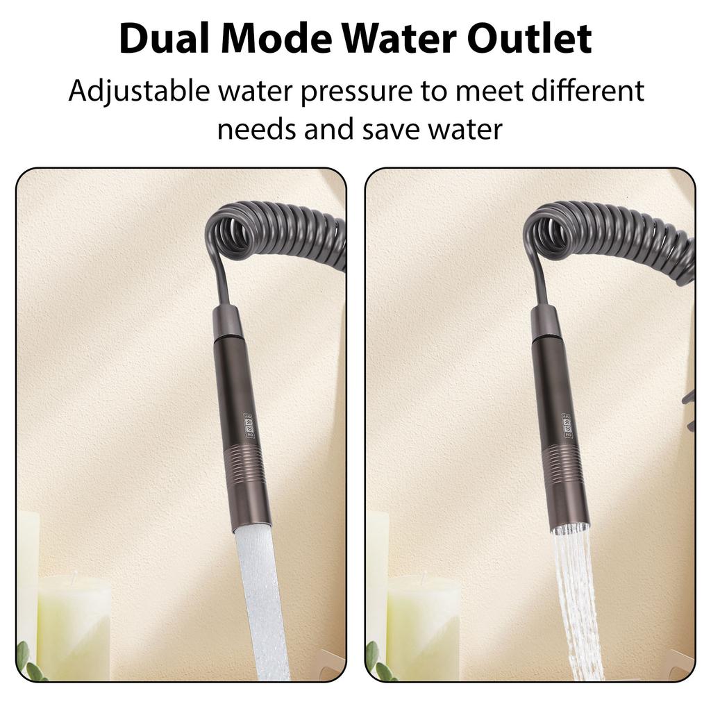 Handheld Bidet Sprayer Kit with Dual Control Valve Multi Function Copper Toilet Faucet Wall Mount