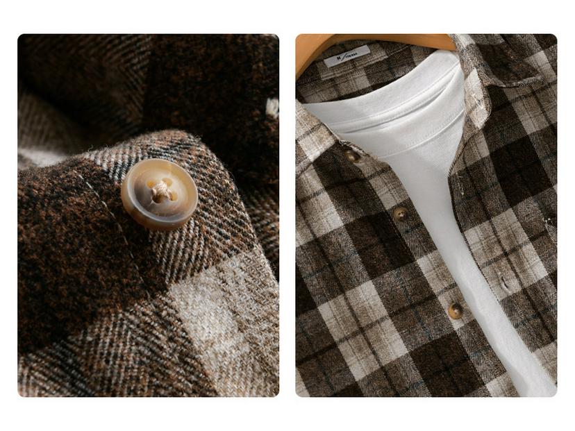 Autumn 2023 Men's Retro Plaid Long Sleeve Shirt - Loose and Comfortable