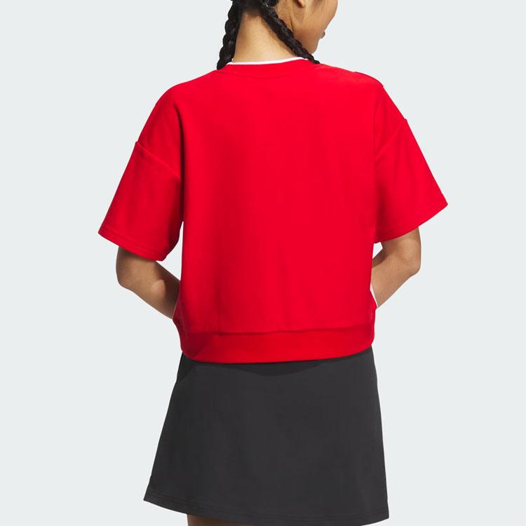 Adidas X Shuting Qiu Co-Branded Alphabet Floral Embroidery Colorblock Casual T-Shirt Women Tops Light-Crimson IM8446