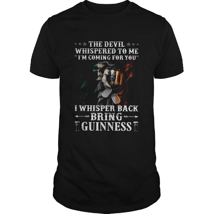 Mens Novelty Gift Tee The devil whispered to me im coming for you I whisper back bring guinness shirt Men Streetwear TBirthday Gift for HimShirt S чёрный