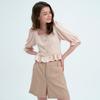 Nudaes Wavy Puff Square Neck Blouse Beige
