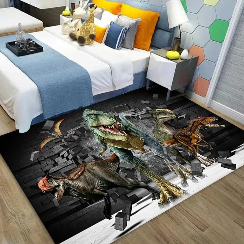 Jurassic Dinosaurs Tyrannosaurus Rex Velociraptor Pterosaur Living Environment Prehistoric Creatures Doormat for Living Room
