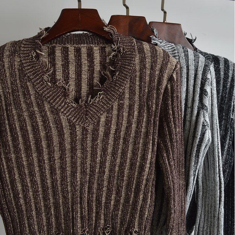 American Retro Sexy V Neck Pullover Fringed Sweater Women's Clothing Spring & Fall Lazy Sweater Long-Sleeved Versatile Top