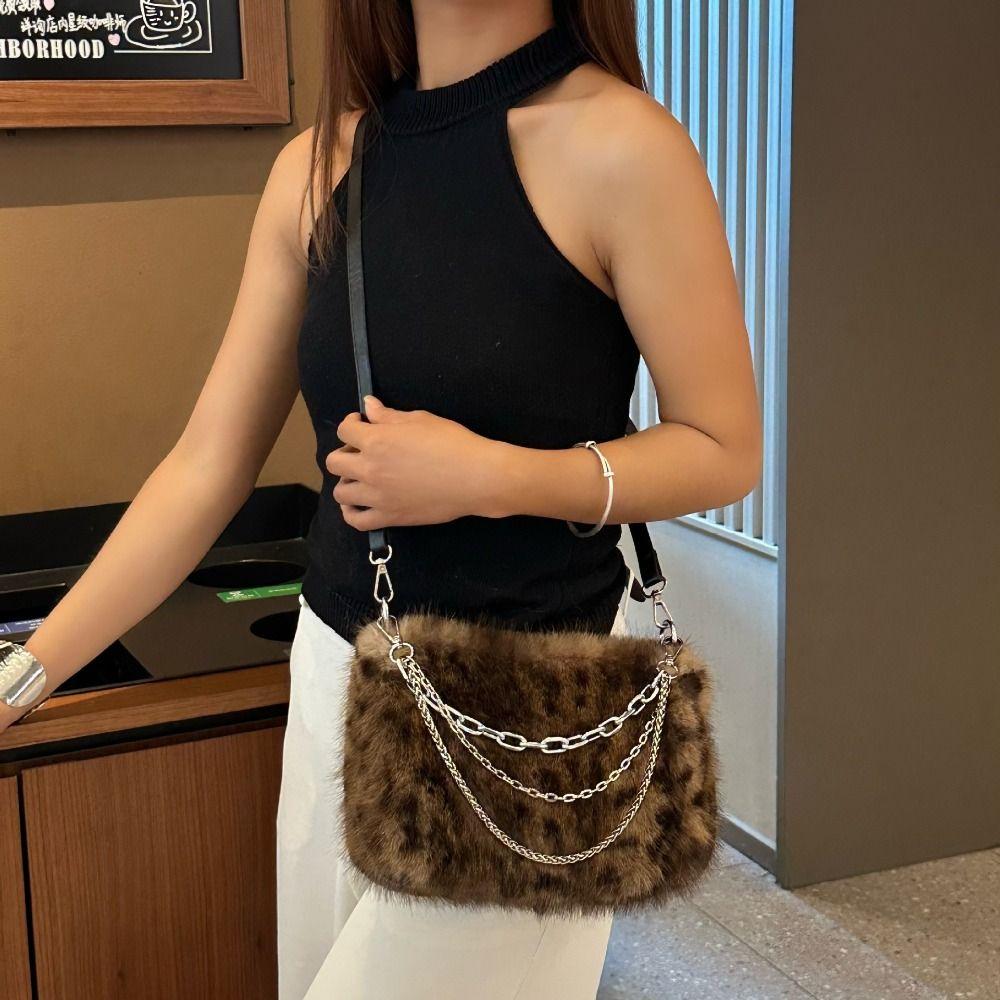 Y2k Fluffy Hobo Bags Portable Armpit Bag Elegant Fluffy Tote Bag  Party