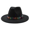 Season Ribbon Love Big Eaves Hat Flat Edge Top Hat Men'S And Women'S Woolen Jazz Hat