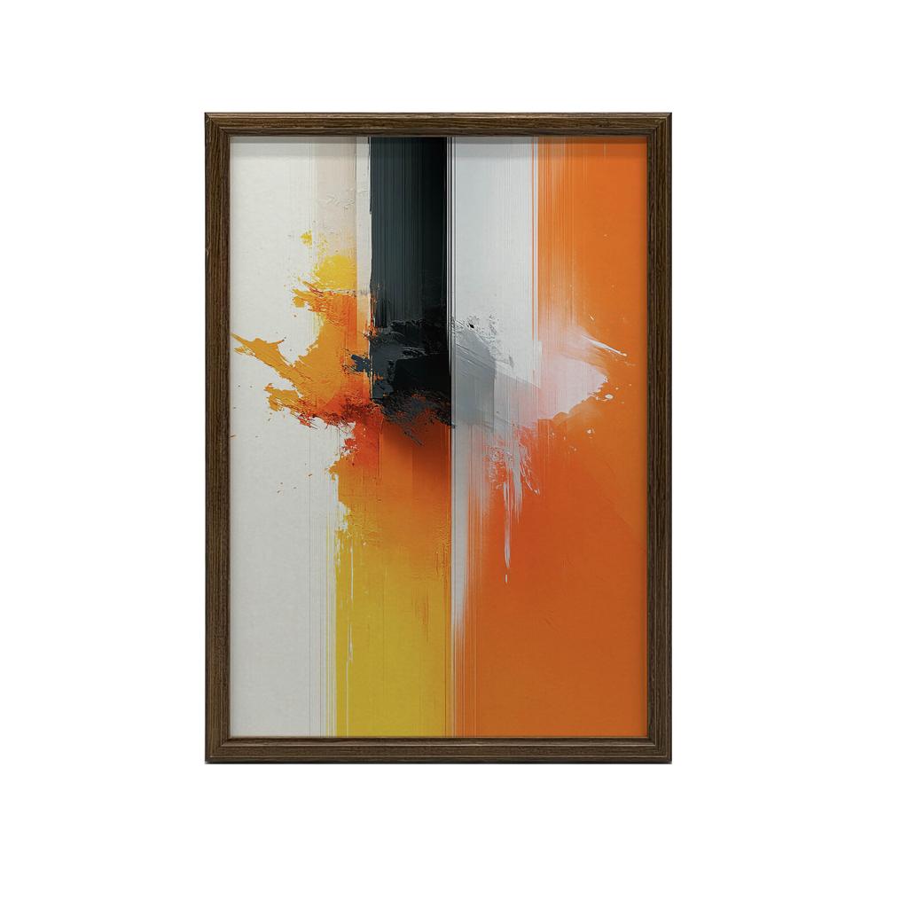 Pomarańczowa Ekspresja Pomarańczowa Ekspresja, 30X40 Cm, Rama Drewniana Ciemny Brąz, Papier Matowy 230 Gsm