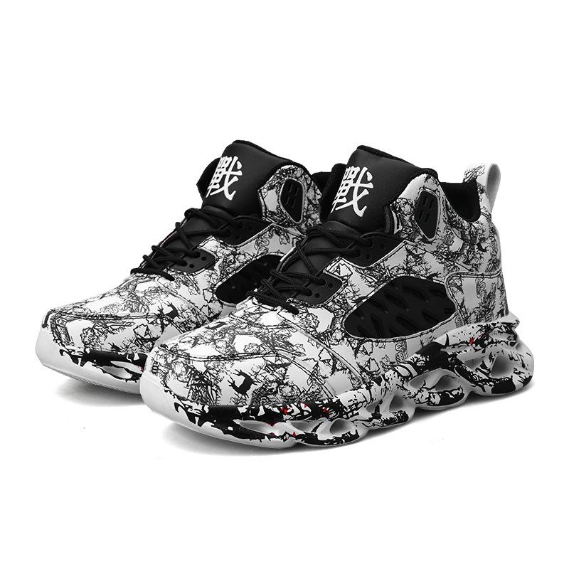 Scarpe da basket alla moda per ragazzi, con graffiti, versatili, da uomo, taglie forti, con fondo a torsione, quattro stagioni