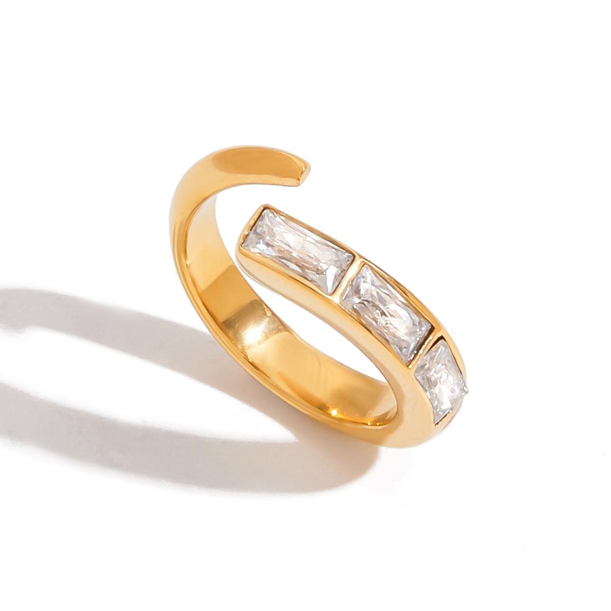 

Yori Square Cubic Zirconia Irregular Simple Open Ring PVD Plated Stainless Steel Rust Proof Summer Jewelry Wholesale
