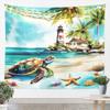 Tropical Sea Tapestry Blue Wave Palm Trees Wall Hanging, Summer Ocean Theme Cartoon Wall Blanket Home Artwork, Kids Girls Room