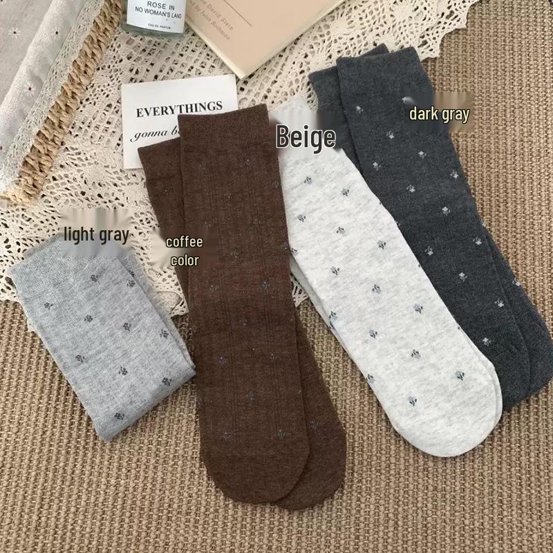 Korean Autumn Floral Ins Style Retro Slimming Socks