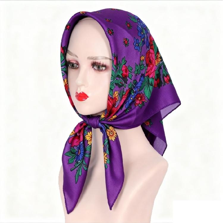 Women Flower Head Scarf Easy Care Wrinkle Resistant Polyester Wrap For Outdoor Activity Daily Fashion